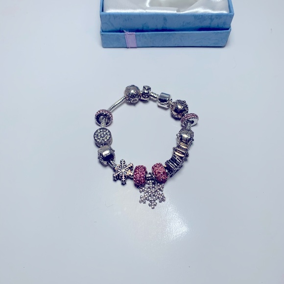 Silver Bracelet with Pink. & white Diamonds - Picture 5 of 8